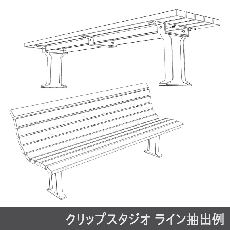 【3D素材】公園ベンチセット