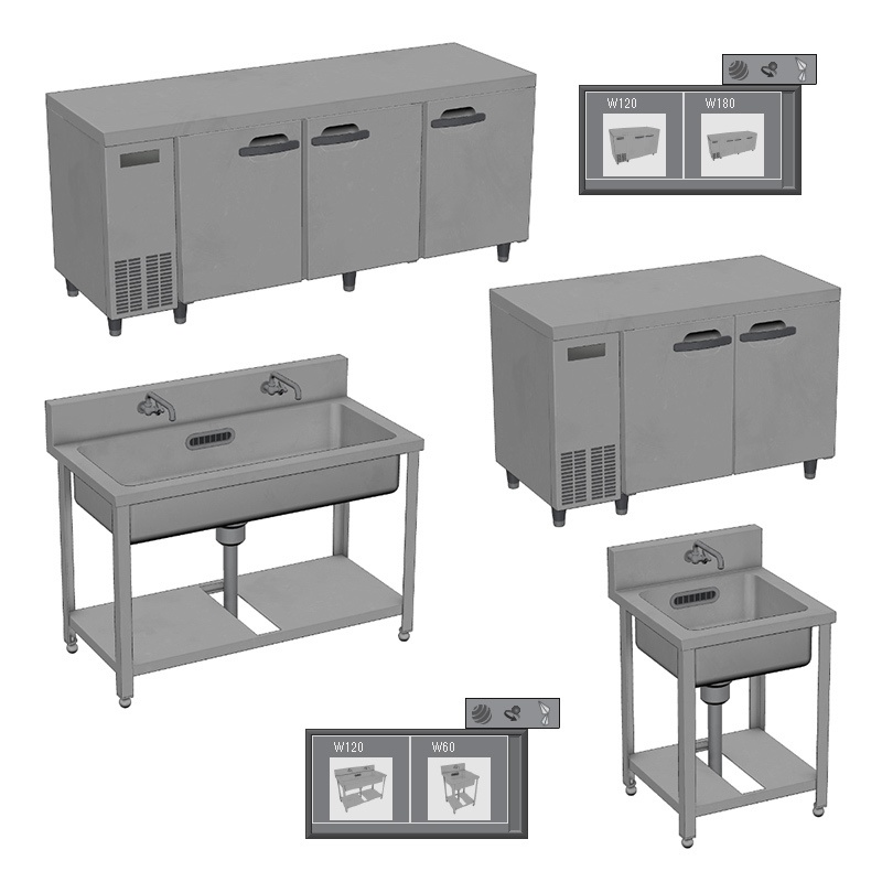 【3D素材】厨房機器セット