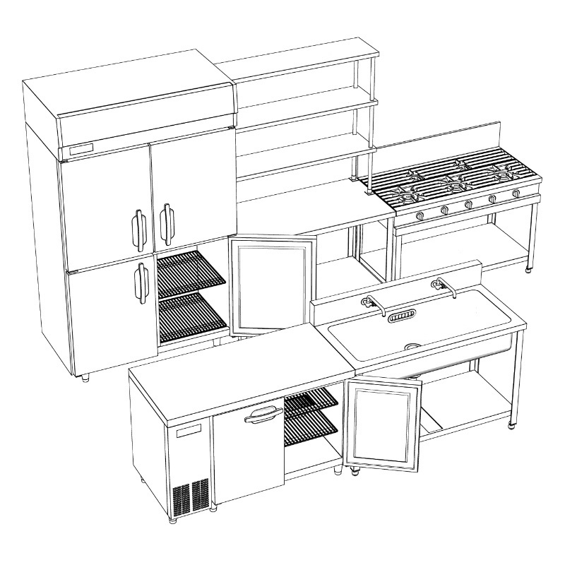 【3D素材】厨房機器セット