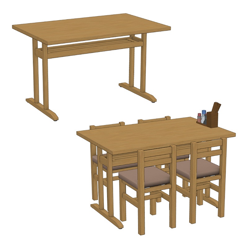 【3D素材】定食屋テーブル セット