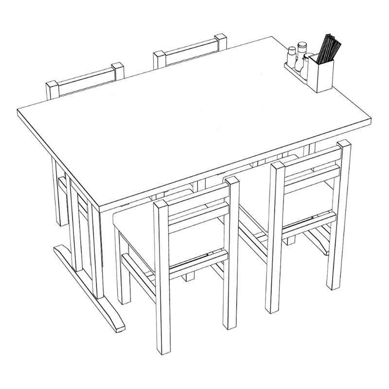 【3D素材】定食屋テーブル セット