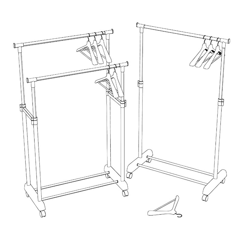 【3D素材】ハンガーラック セット