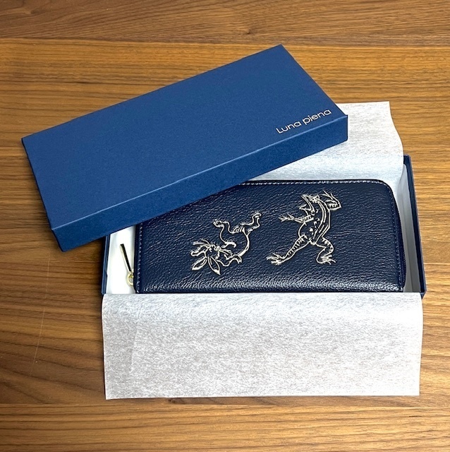 鳥獣戯画 オリジナル 長財布 3D 造形 ベージュ 高山寺 和柄 日本土産 ネイビー