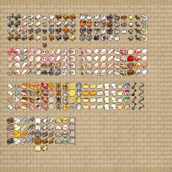 アイコンセット 07 ~畜産・加工品~【24*24px】