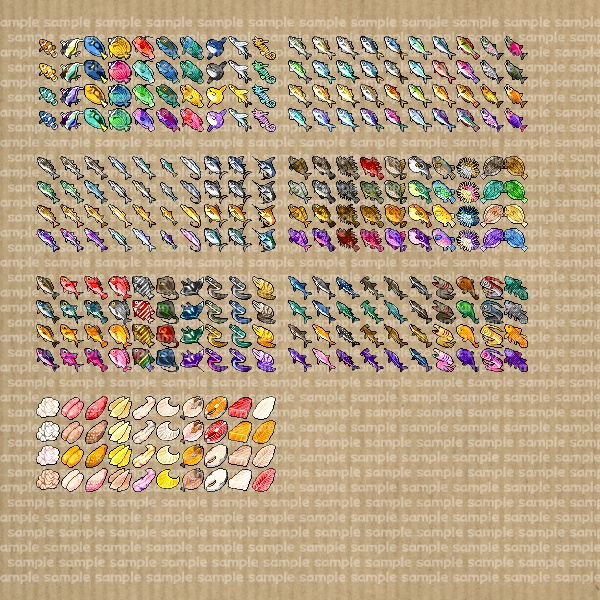 アイコンセット 08 ~海産物(魚)~【24*24px】