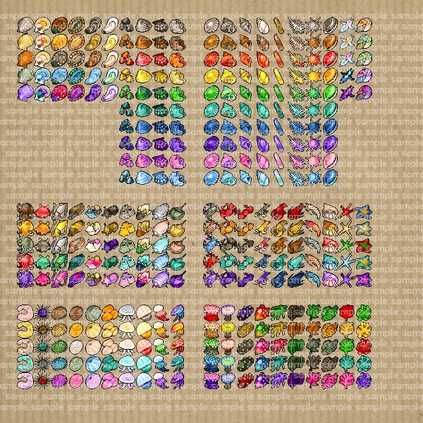 アイコンセット 09 ~海産物(魚以外)~【24*24px】