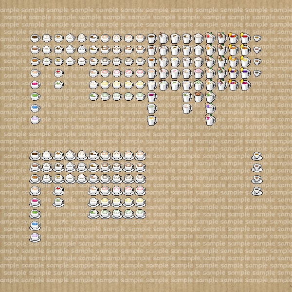 アイコンセット 17 ~カフェ(飲物・パフェ)~【24*24px】