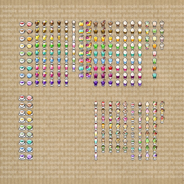 アイコンセット 17 ~カフェ(飲物・パフェ)~【24*24px】