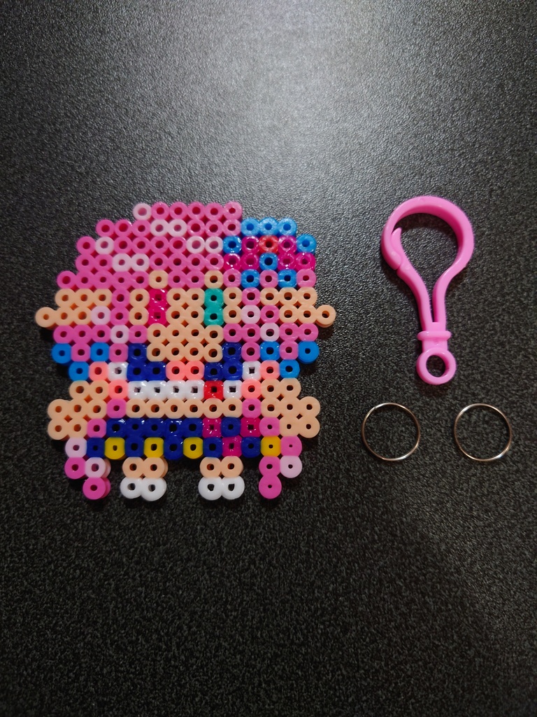 オッドアイエルフ系Vtuber 梅園夕愛(うめゆあ)ファミコン風アイロンビーズキーホルダー