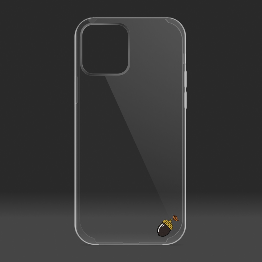 iPhone12ケース シンプル ロゴ どんぐり(クリア)