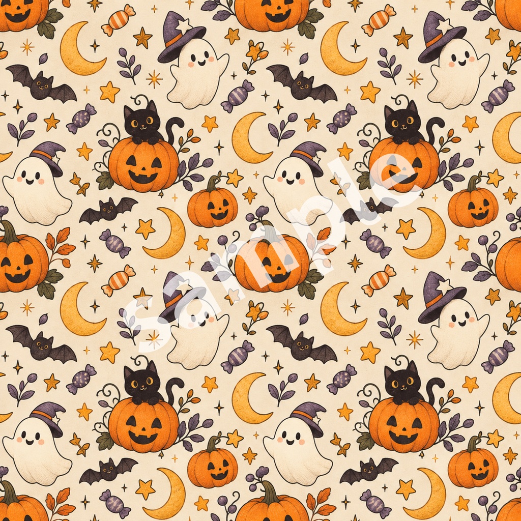 ハロウィン用デジタルペーパー8枚セット|シームレスパターン|PNG(2000px)、zipファイル