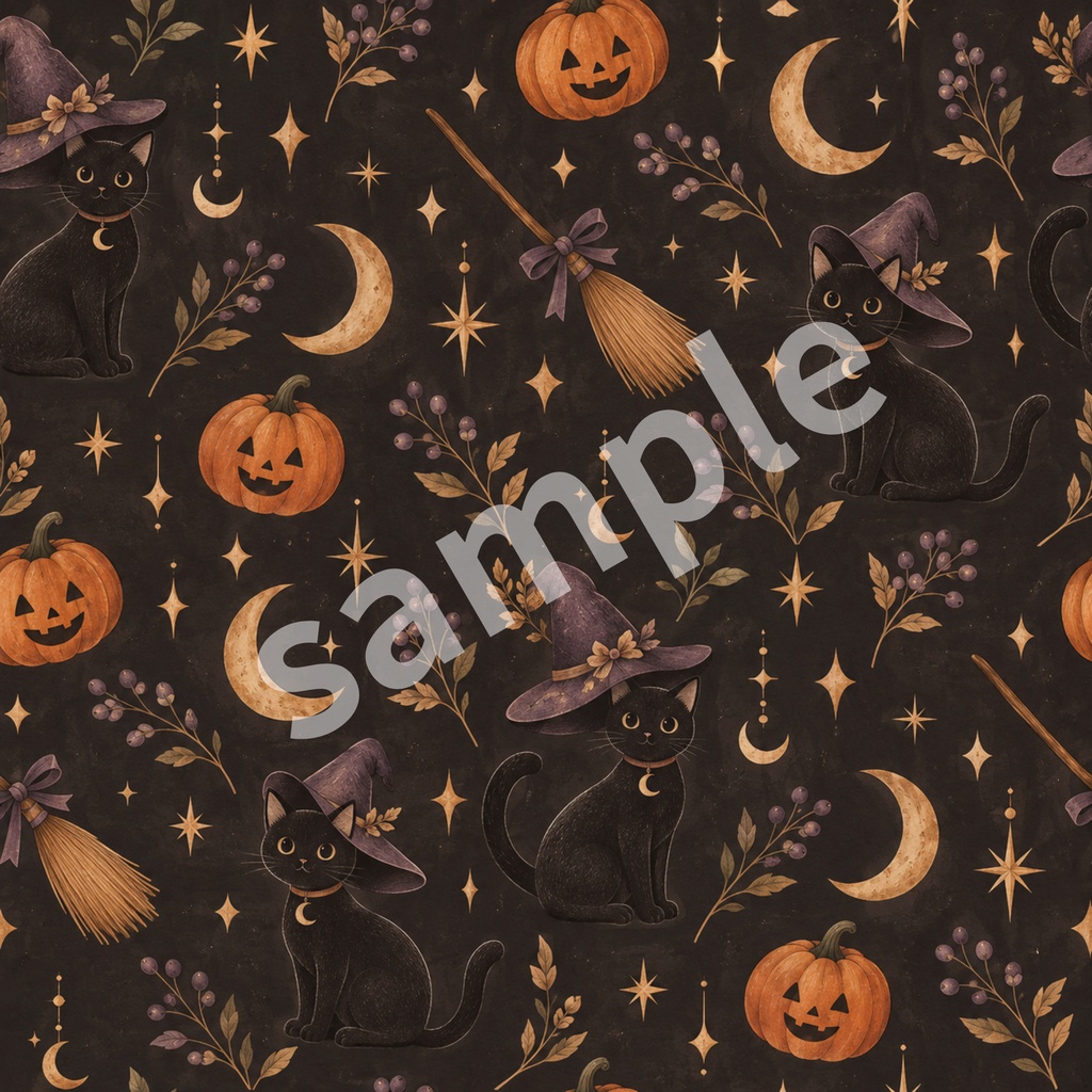 ハロウィン用デジタルペーパー8枚セット|シームレスパターン|PNG(2000px)、zipファイル