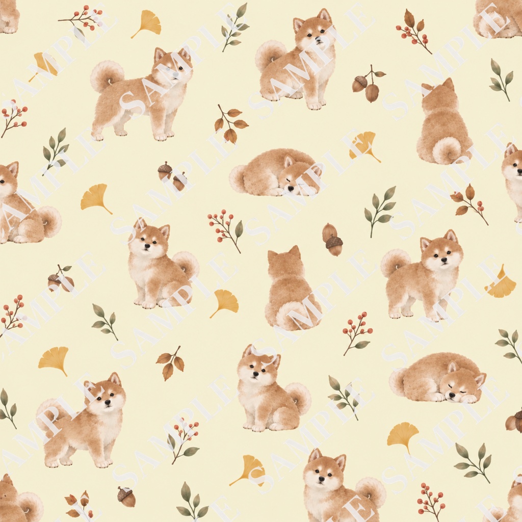 犬のデジタルペーパー12枚セット|北欧ナチュラル・くすみカラー|PNG(3600×3600px)