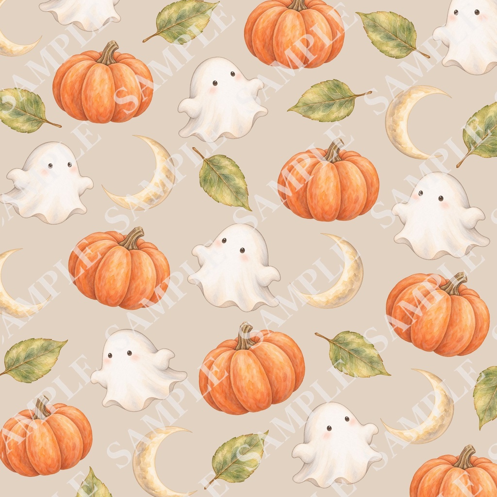 ハロウィンのデジタルペーパー|水彩×くすみカラー|PNG(3600×3600px)