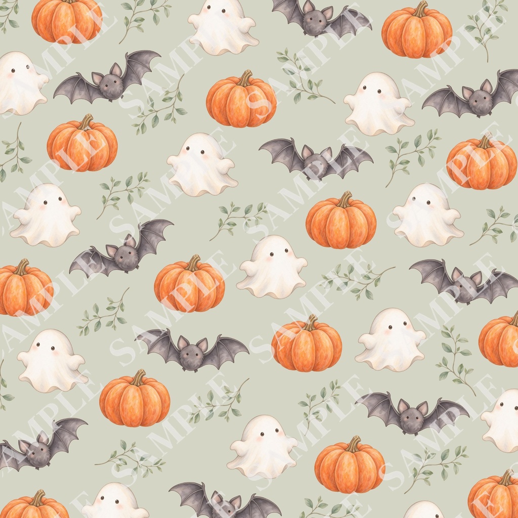 ハロウィンのデジタルペーパー|水彩×くすみカラー|PNG(3600×3600px)