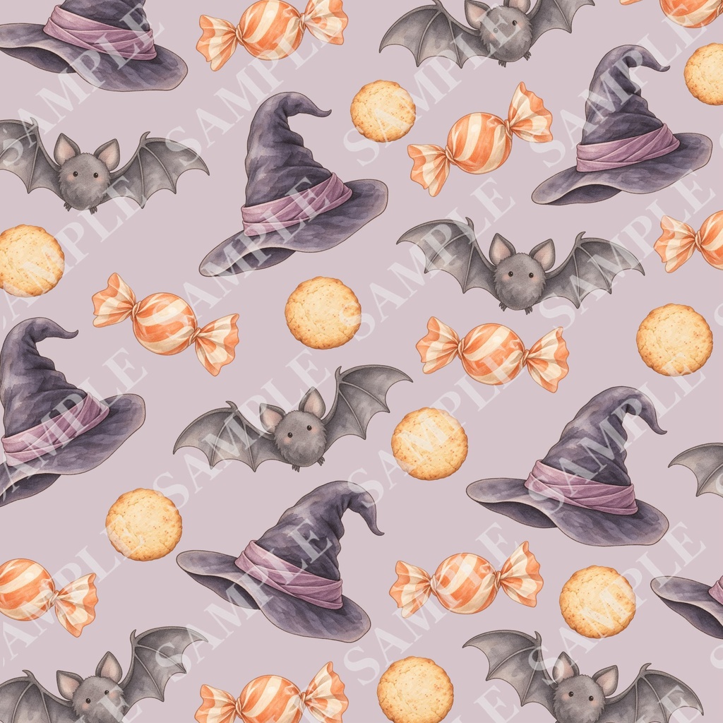 ハロウィンのデジタルペーパー|水彩×くすみカラー|PNG(3600×3600px)