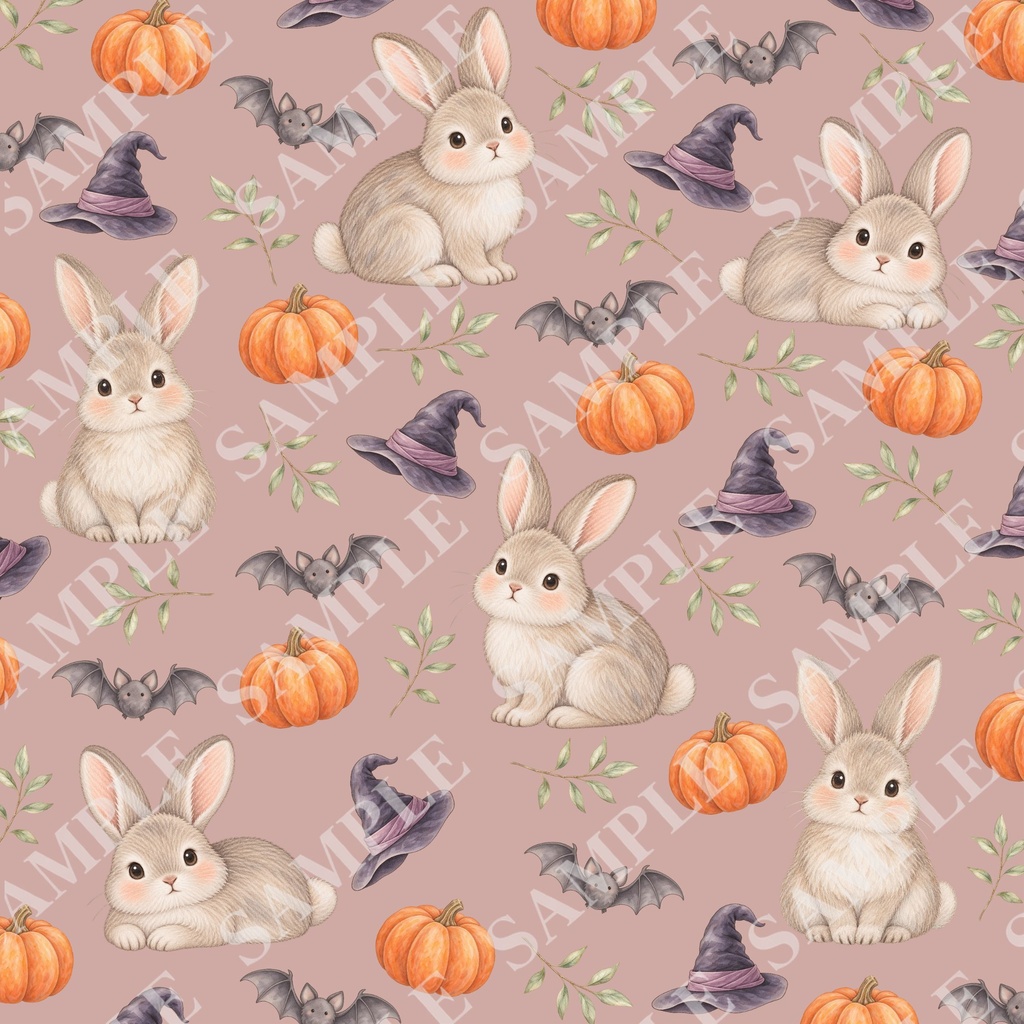 ハロウィンのデジタルペーパー|水彩×くすみカラー|PNG(3600×3600px)