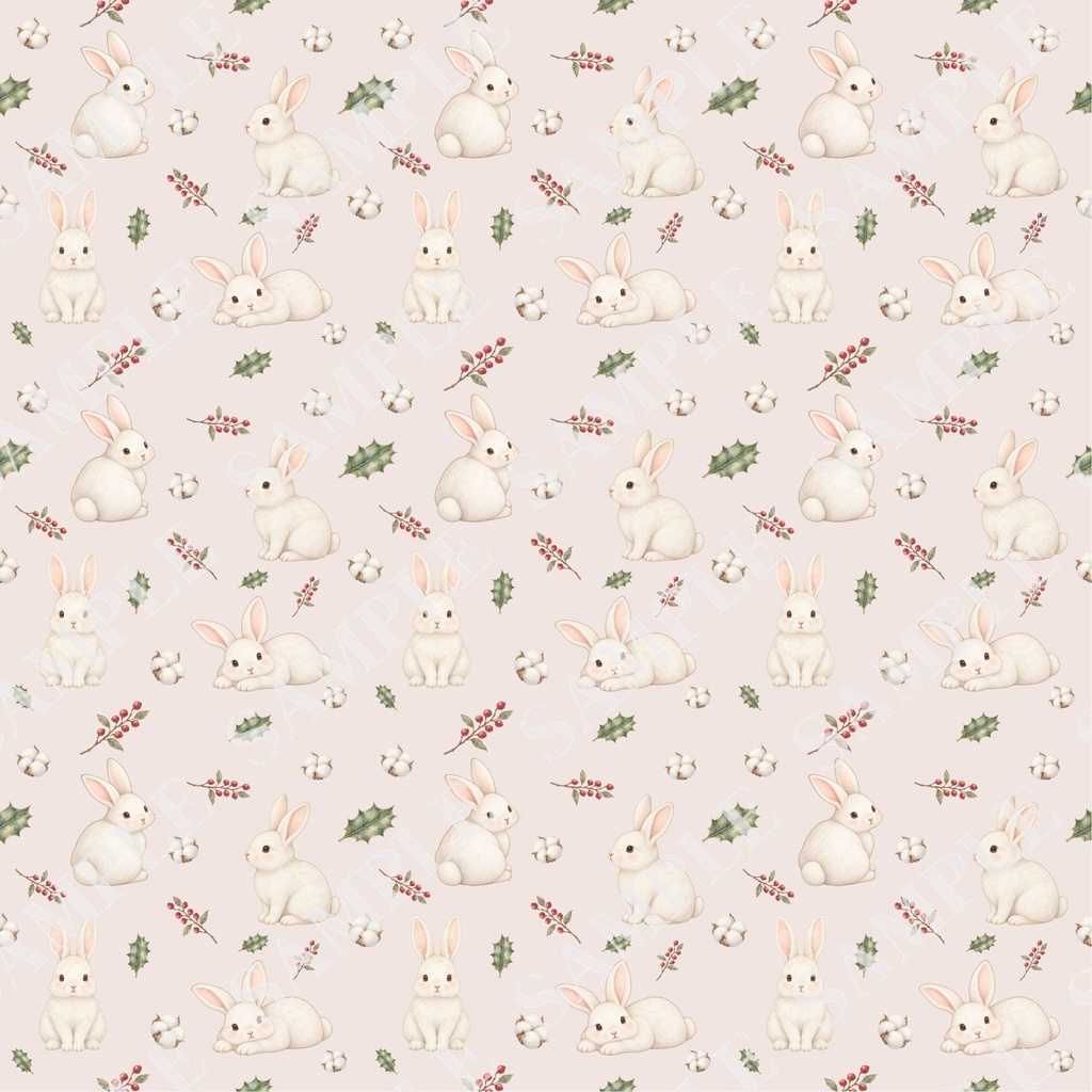 白うさぎのデジタルペーパー6枚セット|PNG(2000×2000px)