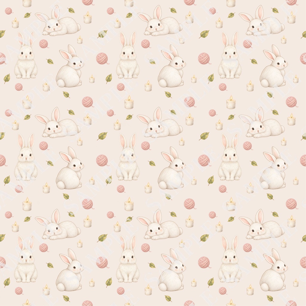白うさぎのデジタルペーパー6枚セット|PNG(2000×2000px)