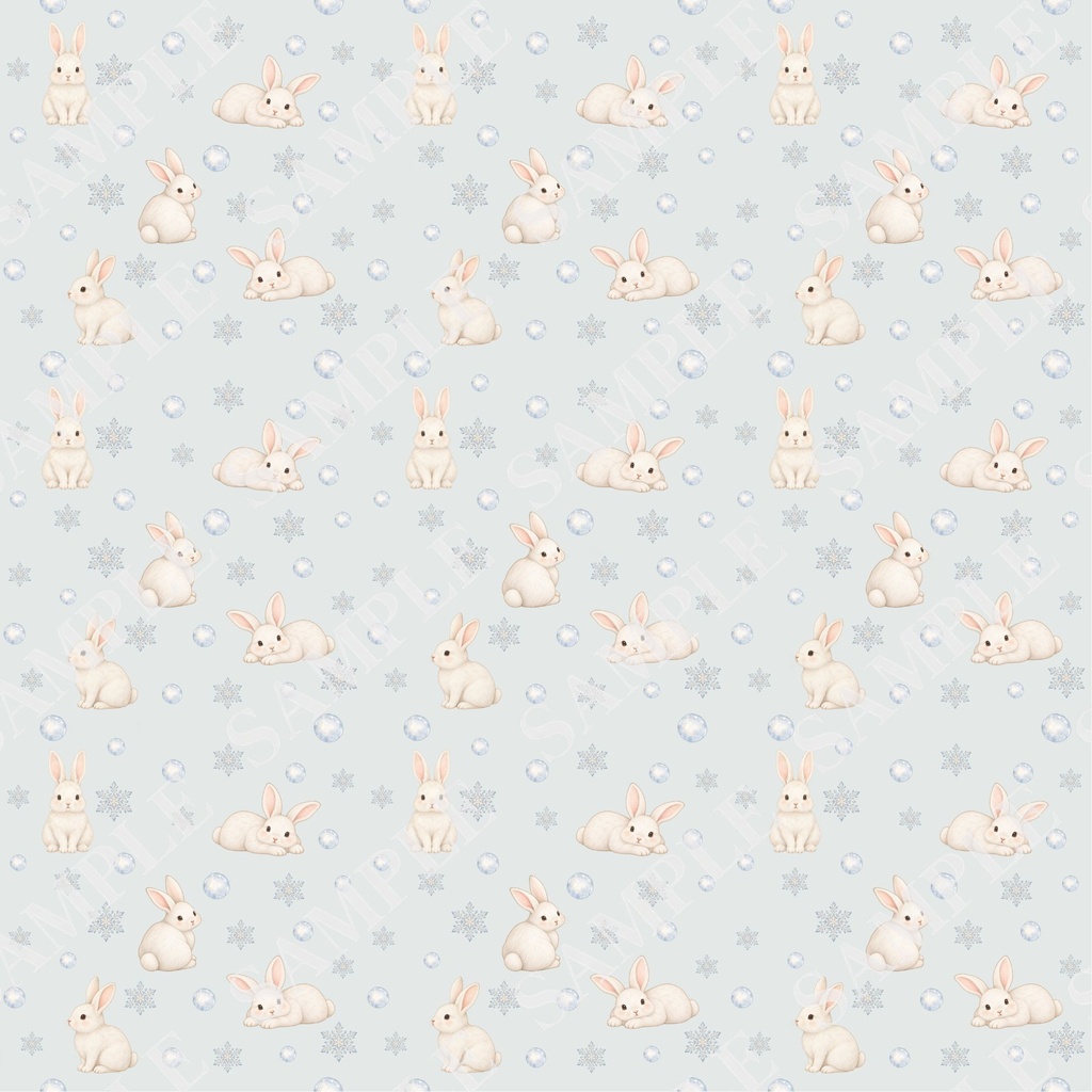 白うさぎのデジタルペーパー6枚セット|PNG(2000×2000px)