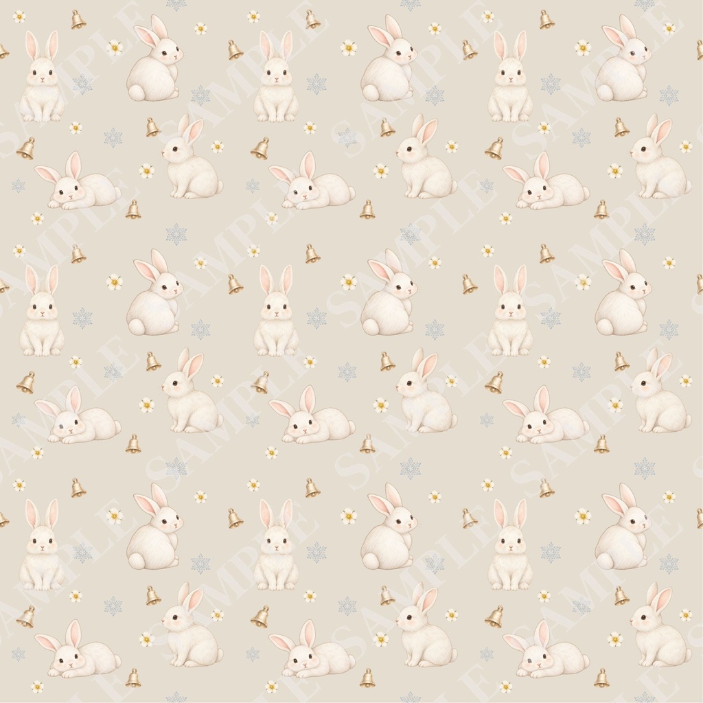 白うさぎのデジタルペーパー6枚セット|PNG(2000×2000px)