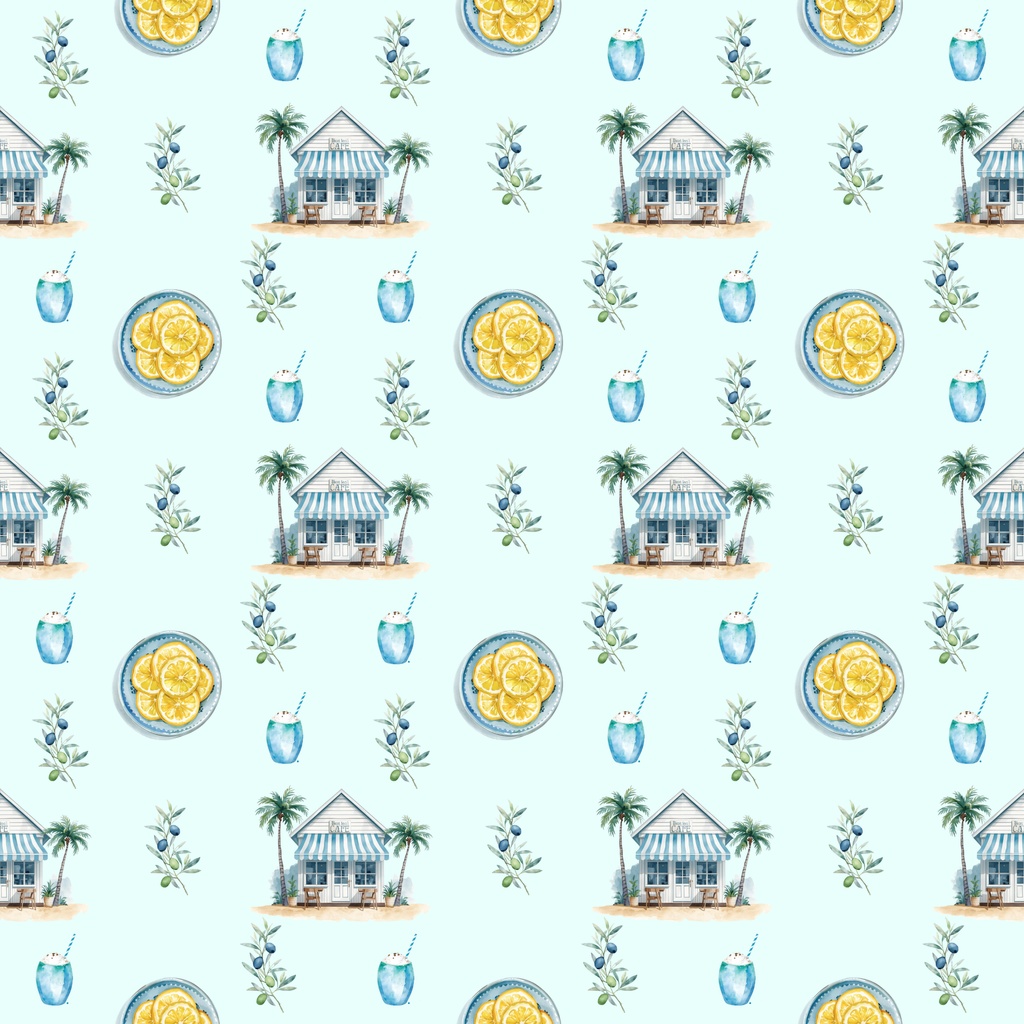 【商用利用可】淡いブルーのマリンカフェ(10種セット)