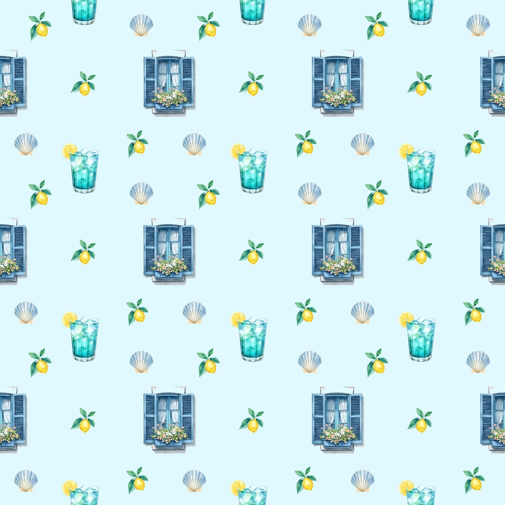 【商用利用可】淡いブルーのマリンカフェ(10種セット)