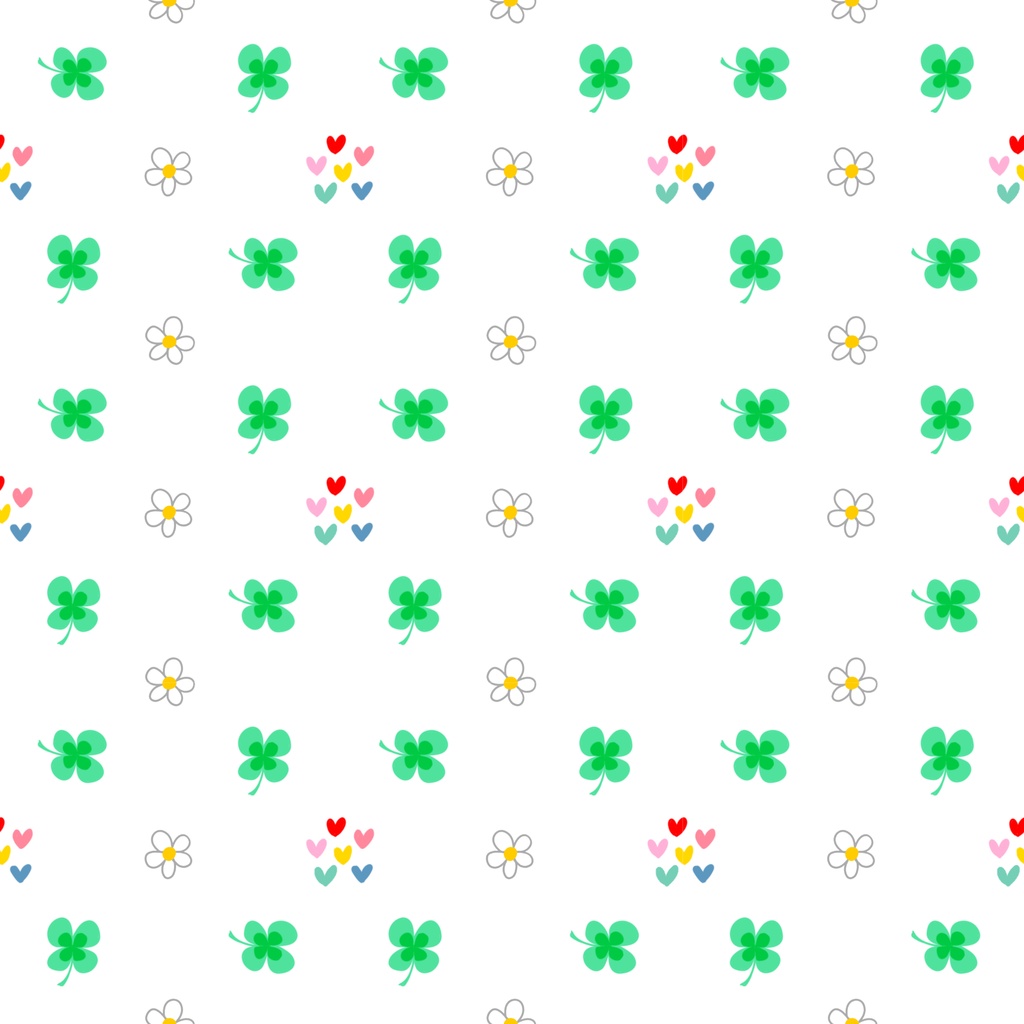 【商用利用可】シンプルクローバー(3種3色、合計6セット)