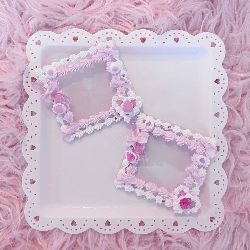 ♡pink square cake♡／コースターサイズ