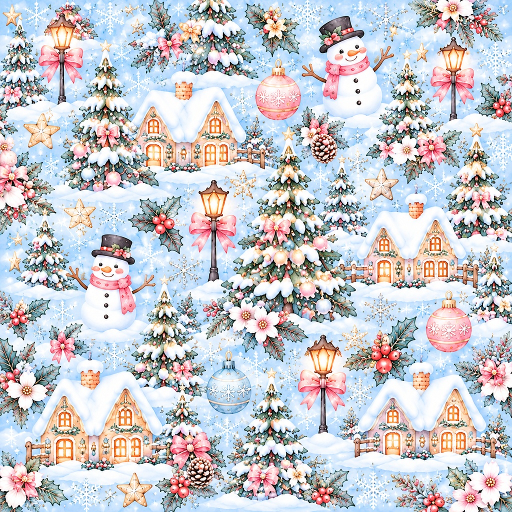 【高画質・5枚セット】大人かわいいパステルクリスマス♡デジタルペーパー|サンタ・雪景色・リース・ツリー・花柄|印刷&デジタル素材