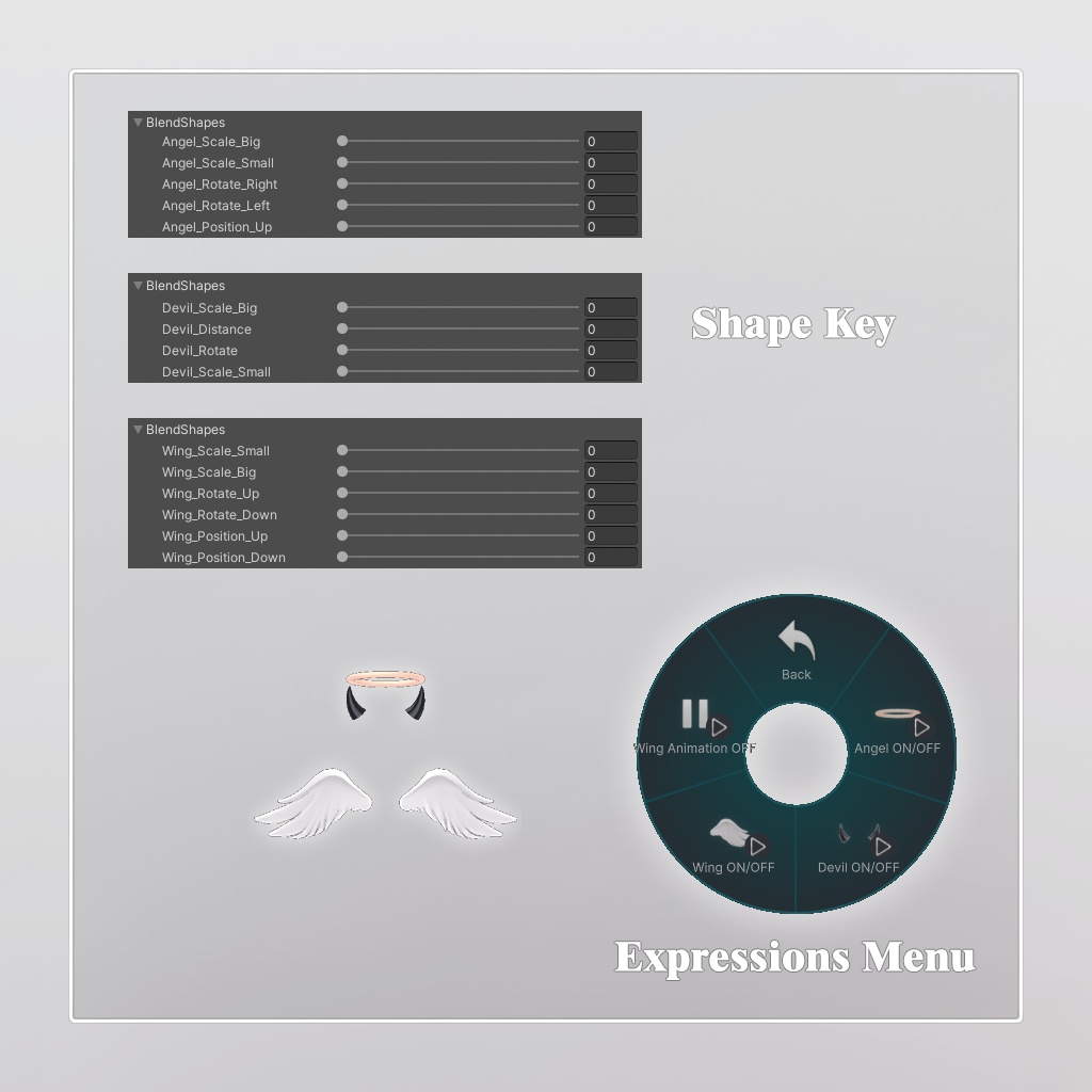 ✨Sale✨【VRChat】 Angel Devil Wing 【8アバター対応】