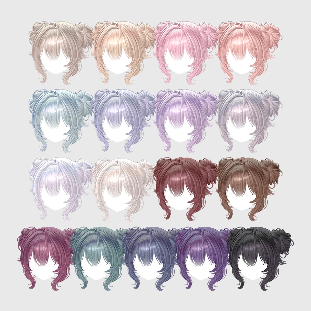 ✨Sale✨【VRC Hair】 Fairy Twin Bun Hair 【11アバター対応】