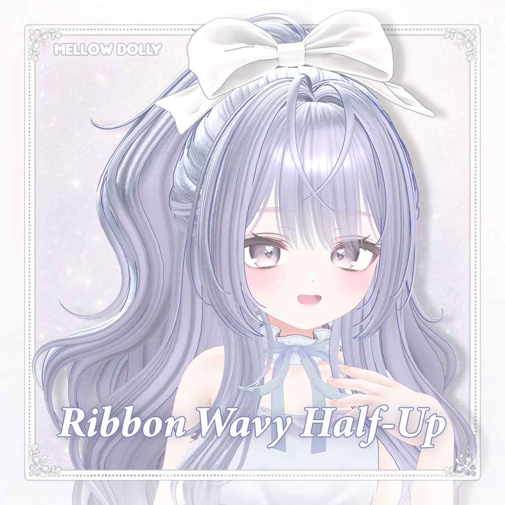 【VRC Hair】 Ribbon Wavy Half-Up 【12アバター対応】