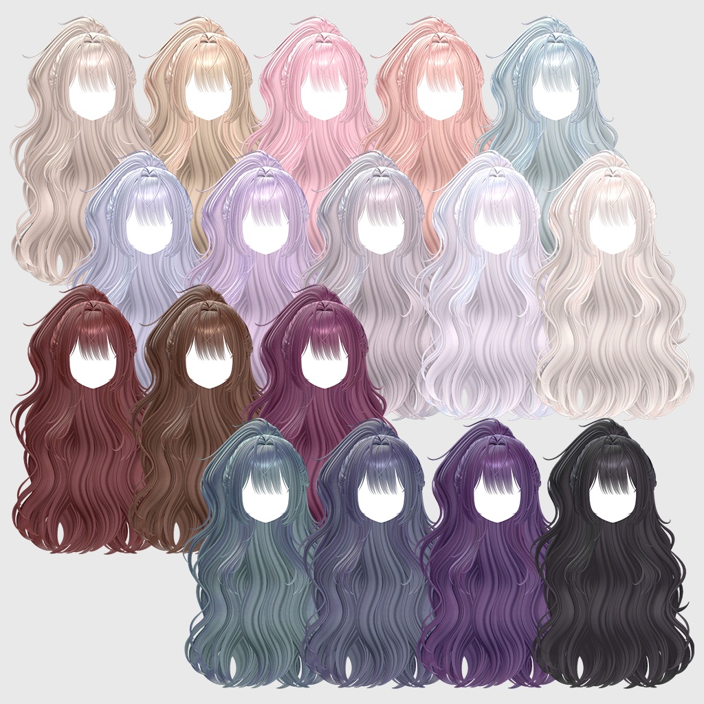 ✨Sale✨【VRC Hair】 Ribbon Wavy Half-Up 【11アバター対応】