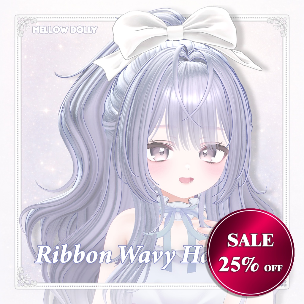 ✨Sale✨【VRC Hair】 Ribbon Wavy Half-Up 【11アバター対応】