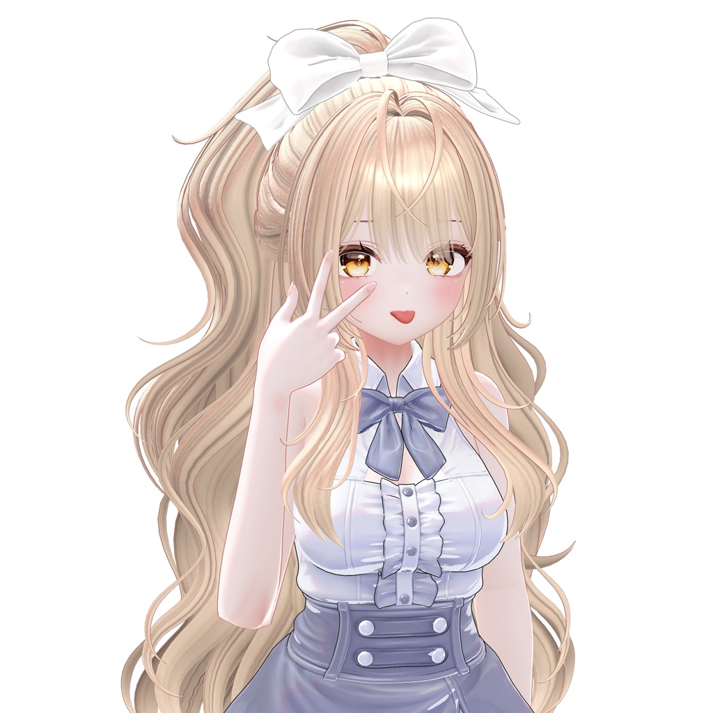 【VRC Hair】 Ribbon Wavy Half-Up 【12アバター対応】