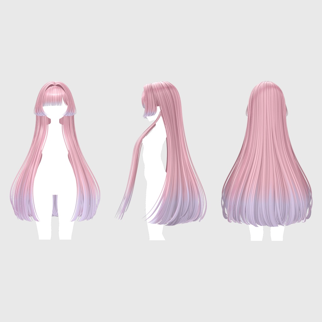 【VRC Hair】 Silky Hime Long Hair 【13アバター対応】