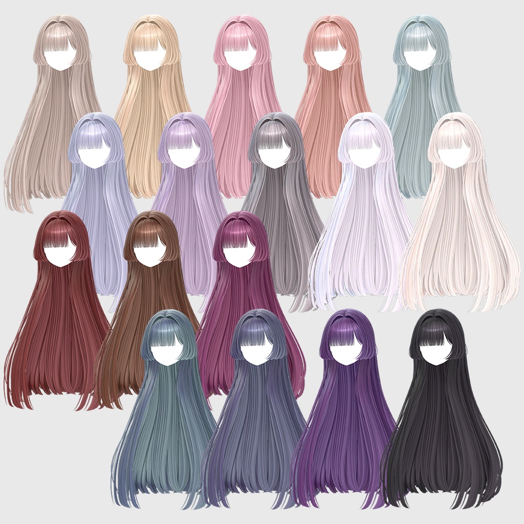 【VRC Hair】 Silky Hime Long Hair 【13アバター対応】