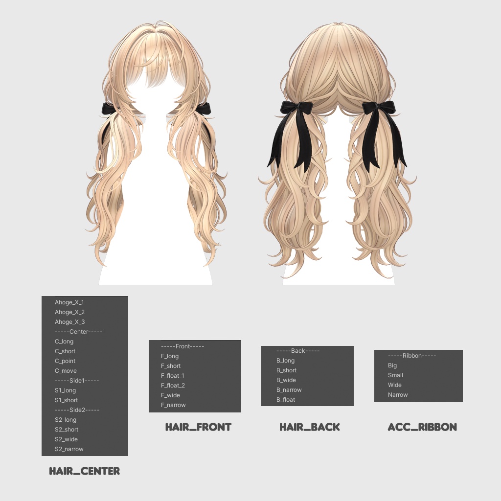 ✨Sale✨【VRC Hair】 Dolly Ribbon Twintail 【13アバター対応】
