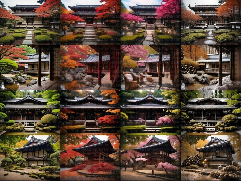 【背景素材160枚】京都風日本庭園・春夏秋冬40セット|商用利用OK TRPG・配信・動画向け