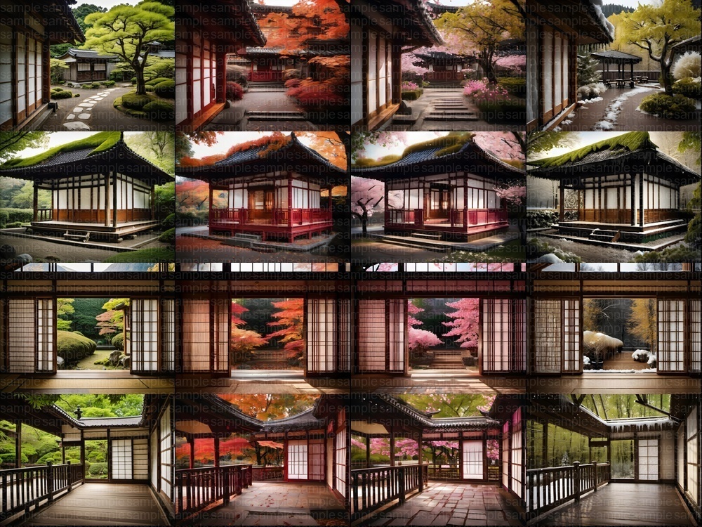 【背景素材160枚】京都風日本庭園・春夏秋冬40セット|商用利用OK TRPG・配信・動画向け