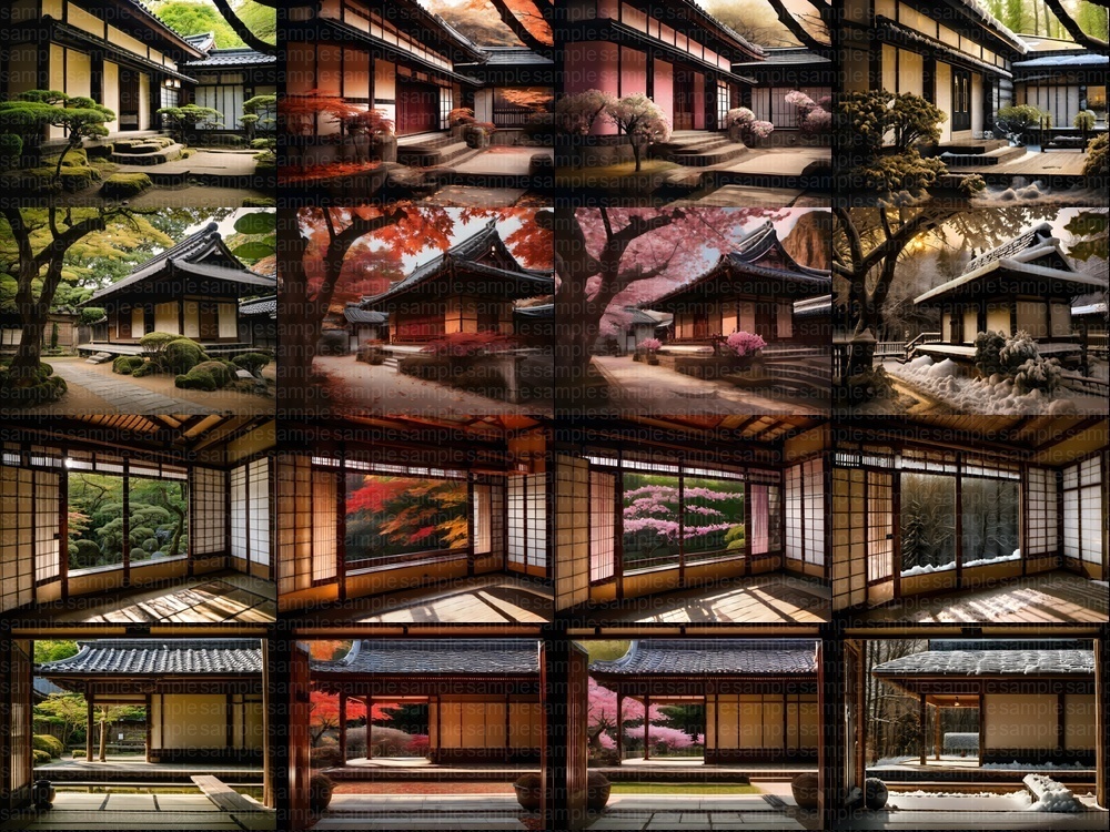 【背景素材160枚】京都風日本庭園・春夏秋冬40セット｜商用利用OK TRPG・配信・動画向け