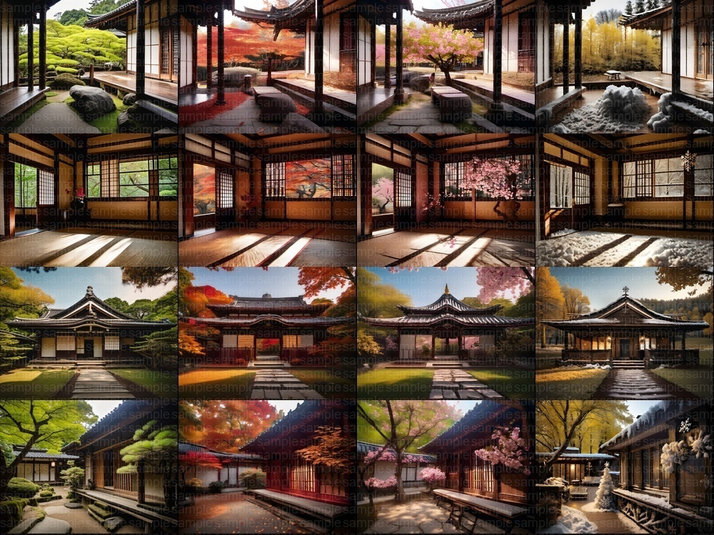 【背景素材160枚】京都風日本庭園・春夏秋冬40セット|商用利用OK TRPG・配信・動画向け