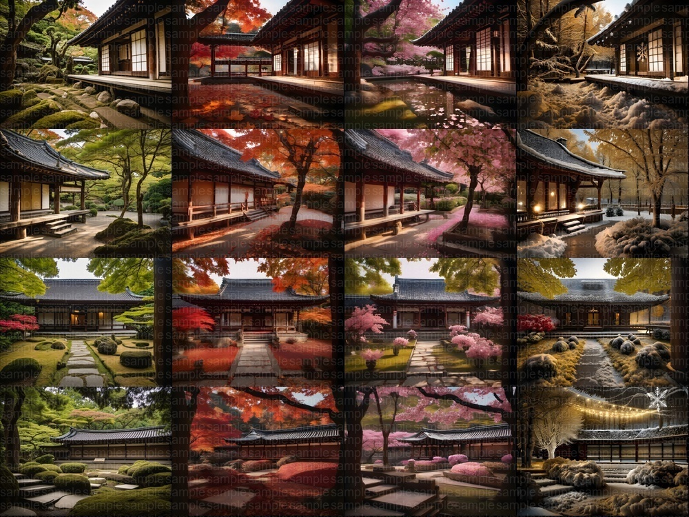 【背景素材160枚】京都風日本庭園・春夏秋冬40セット|商用利用OK TRPG・配信・動画向け