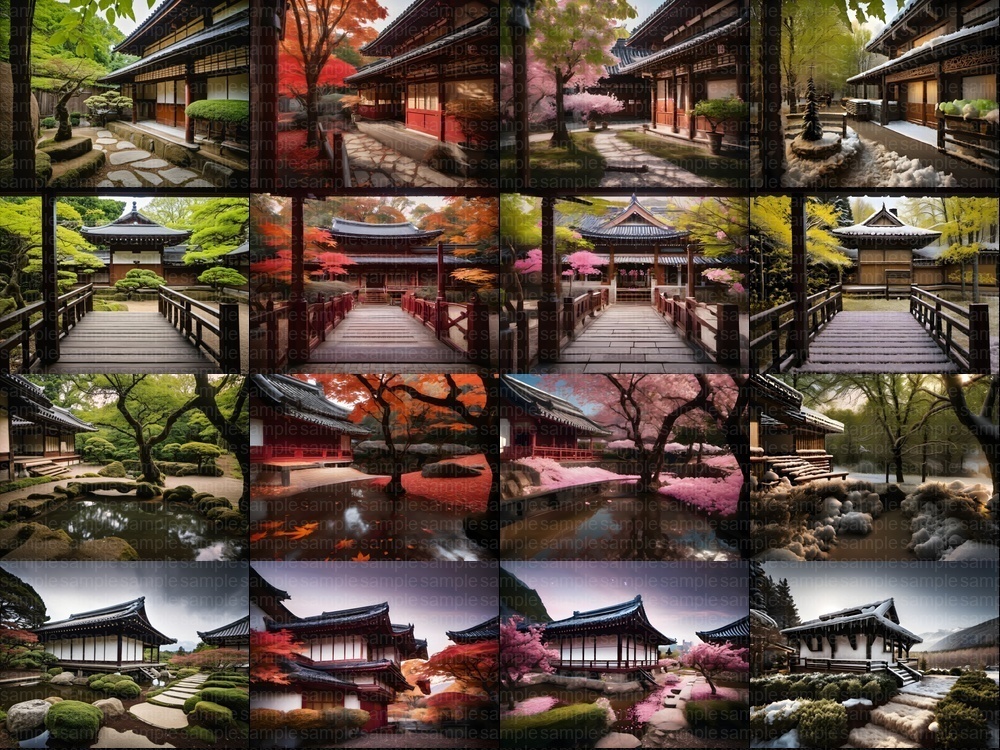 【背景素材160枚】京都風日本庭園・春夏秋冬40セット|商用利用OK TRPG・配信・動画向け