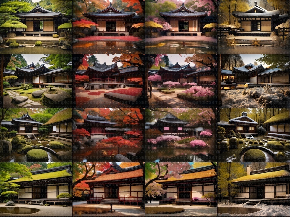 【背景素材160枚】京都風日本庭園・春夏秋冬40セット|商用利用OK TRPG・配信・動画向け