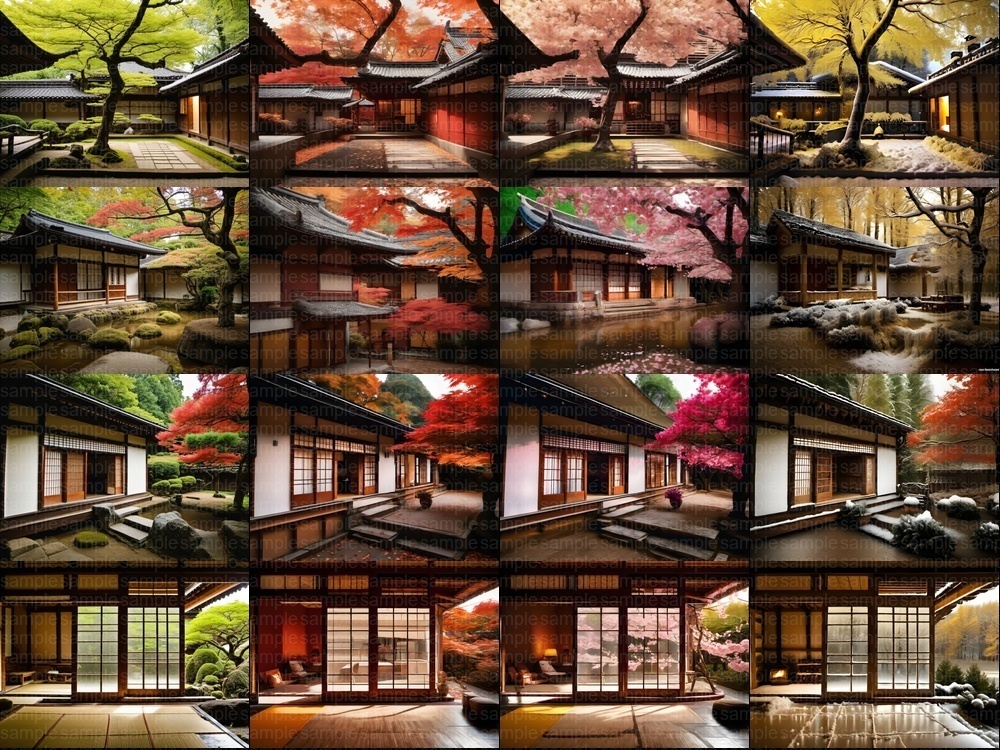 【背景素材160枚】京都風日本庭園・春夏秋冬40セット|商用利用OK TRPG・配信・動画向け