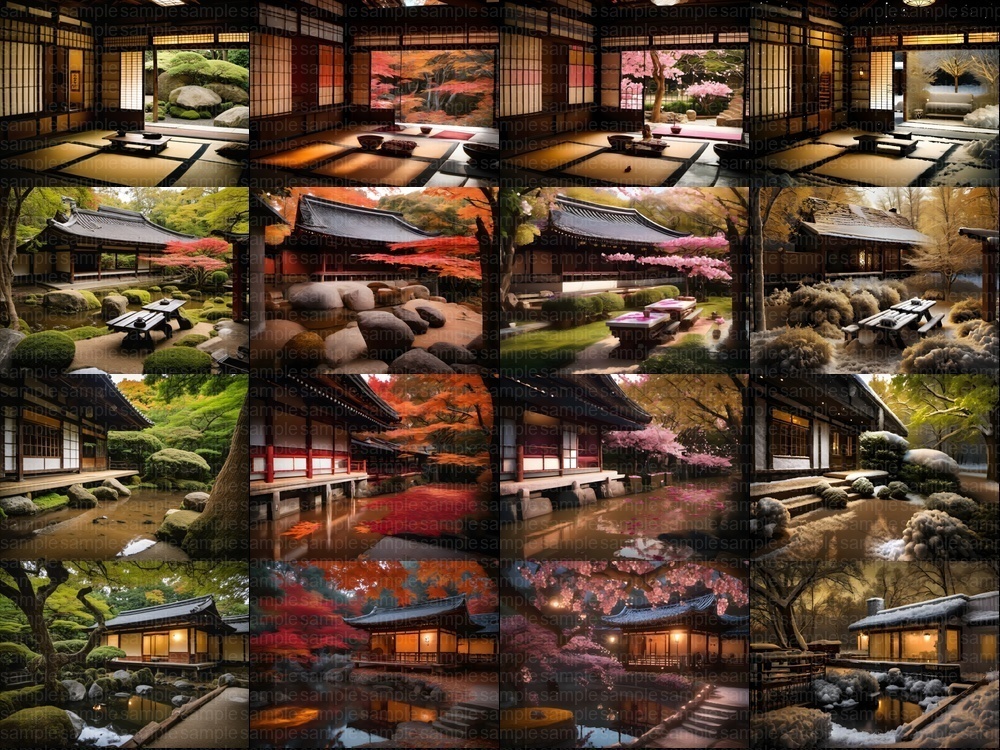 【背景素材160枚】京都風日本庭園・春夏秋冬40セット|商用利用OK TRPG・配信・動画向け