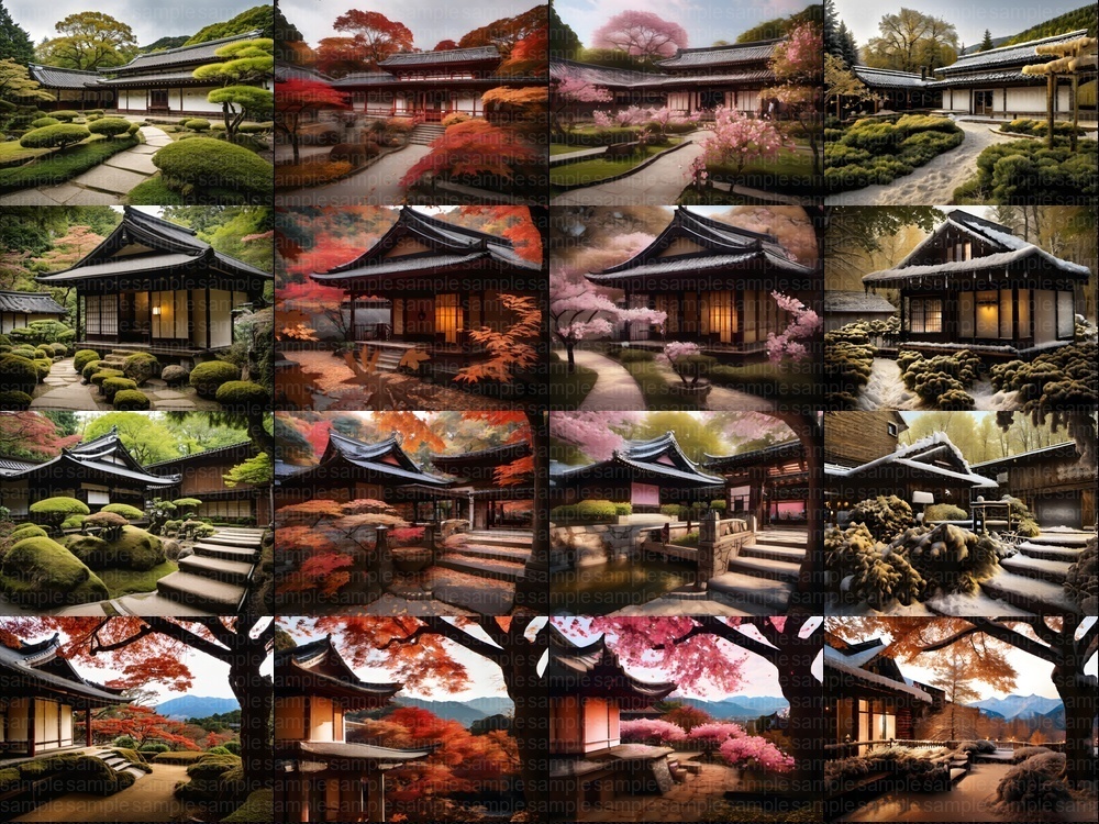 【背景素材160枚】京都風日本庭園・春夏秋冬40セット|商用利用OK TRPG・配信・動画向け