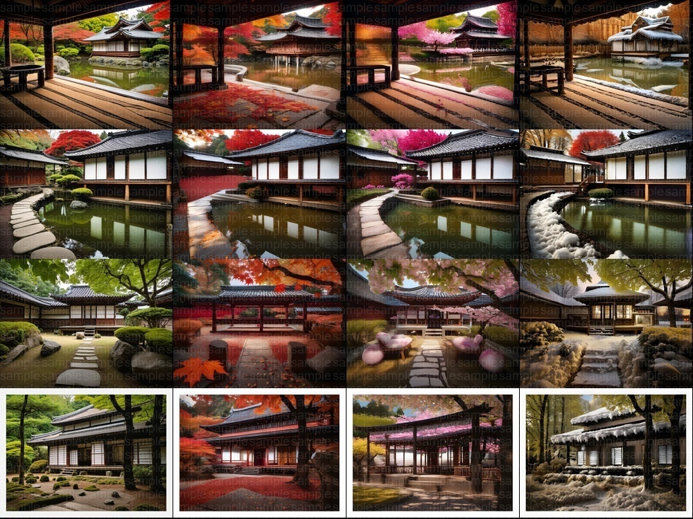 お得パック【背景素材404枚】京都風日本庭園・春夏秋冬101セット|商用利用OK TRPG・配信・動画向け